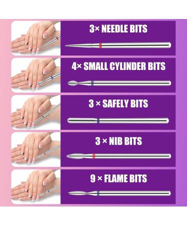 Cobee 30 Pcs Tungsten Carbide Nail Drill Bits Set - Professional Electric Nail Cutter Safety Bits for Acrylic Gel Nails - Manicure Supplies Tool - Buy Online on GoSupps.com