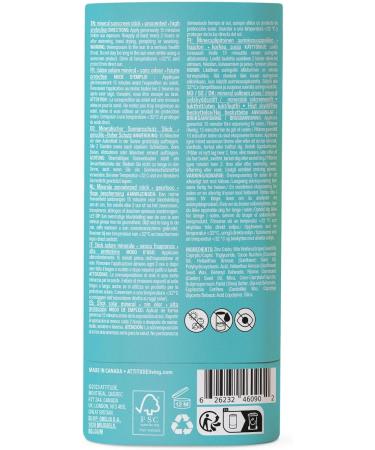  ATTITUDE ATTITUDE Mineral Sunscreen Stick with Zinc Oxide SPF 30 EWG Verified Plastic-Free Broad Spectrum UVA/UVB Protection Dermatologically Tested Vegan Unscented 60 g - Buy Online on GoSupps.com