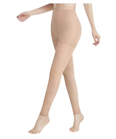 DCCDU compression tights for women and men medical color gradient footless compression support solid support 20 30 mmHg treatment of swelling varicose veins edema footless beige X-Large