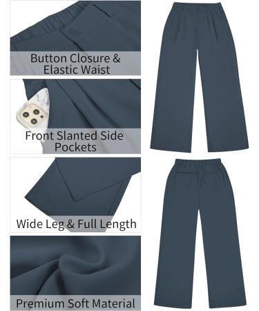 Vetinee High Waisted Wide Leg Dress Pants | Women's Work Trousers with Pockets | Business Office Attire in Folkstone Gray - Buy Online on GoSupps.com