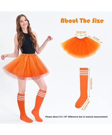 Simplicity Women Costume Set: 4 Layered Tulle Tutu Skirt & Tube Socks in Orange - Buy Online on GoSupps.com