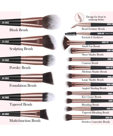 Professional 18-Piece Makeup Brush Set - Premium Synthetic Foundation Eyeshadow & Blush Brushes | Black & Gold | International Shipping - Buy Online on GoSupps.com