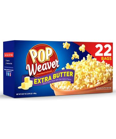 Pop Weaver Extra Butter Microwave Popcorn - 22 Bags | Gourmet Snack - Buy Online on GoSupps.com