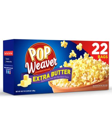 Pop Weaver Microwave Popcorn Extra Butter 22 Bags per Box…