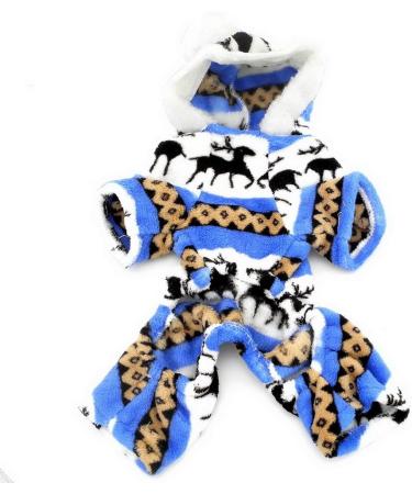 Ranphy Soft Velvet Dog/Cat Hoodie Sweater - Reindeer Pattern Pile Suit for Small Dogs & Puppies (Size L Blue) - Buy Online on GoSupps.com