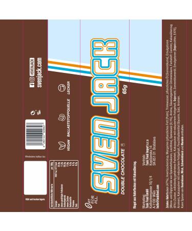 Sven Jack Double Chocolate Energy Cake - Oatmeal Bar with Melting Chocolate | 18x65g (1.17kg) - International Shipping Available - Buy Online on GoSupps.com