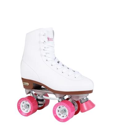CHICAGO Women's and Girl's Classic Roller Skates - Premium White Quad Rink Skates 8
