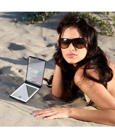 Magnifying Mirror with Light Foldable Compact Mirror 2-Sided Light Up Travel Mirror USB Rechargeable 1X and 2X Portable Mirror Makeup LED Mirror Gifts for Girls Black - Buy Online on GoSupps.com
