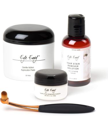 Eye Envy Cat Tear Stain Remover Starter Kit with ProPowder Brush | Solution for Stain Removal and Prevention | Includes Applicator Pads and Small Brush | Lasts 30-45 Days - Buy Online on GoSupps.com