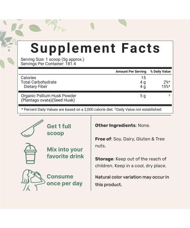 Organic Psyllium Husk Powder 2 Pounds - Soluble Fiber Supplement, India Origin - Keto, Gluten Free, Vegan - for Baking, Smoothies & Beverages - Buy Online on GoSupps.com