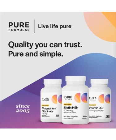 PureFormulas Biotin 8000 mcg Hair Skin Nails Biotin Supplement Biotina Biotin Hair Growth Vitamins B7 Supplement for Women & Men 120 Capsules 120 Count (Pack of 1) - Buy Online on GoSupps.com