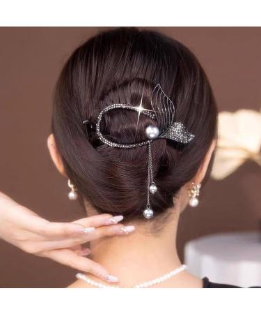 Hair Ornaments Tassel Hairpin with Rhinestones Faux Pearl Fairy Fish Tail Flower Butterfly Design Elegant Hair Clip Women Hair Accessories - Buy Online on GoSupps.com