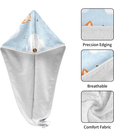 Fox Cub Pattern Hair Towel 2 Pack | Super Absorbent Quick Dry Turbans for Women & Girls - Buy Online on GoSupps.com