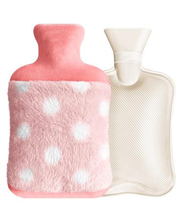 Hot Water Bottle,Otlonpe 2L Hands-in Hot Water Bag Heating Pad with Soft Plush Cover for Hot Compress,Hand Feet Warmer,Neck Shoulder Dysmenorrhea Pain Relief,Christmas Gifts for Women Girls Kids(Pink)
