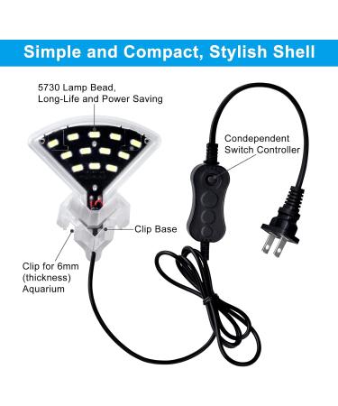 WEAVERBIRD Clip on Light Fan Shape Model-M3 Aquarius Aquarium Light 5W 12 LEDs Planted Lamp for 6mm Thick Fish Tanks - Buy Online on GoSupps.com