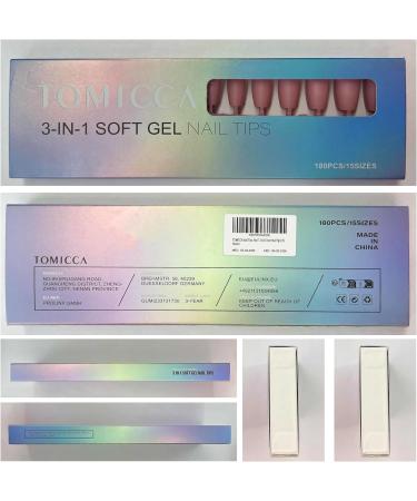 TOMICCA Soft Gel Short Coffin Nail Tips 180PCS - Pre-colored Matte Pink Press On Nails for Nail Art Extensions - 15 Sizes Included - Buy Online on GoSupps.com