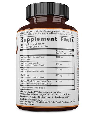 SaltWrap Organ Therapy - Grass Fed Beef Organ Meat Complex with Bone Broth Concentrate - 90 Capsules - Buy Online on GoSupps.com