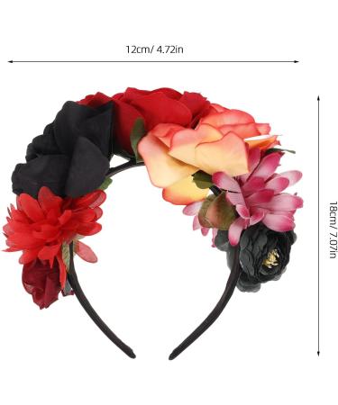 Healeved Rose Flower Headband - Halloween Flower Crown Headdress for Women Boho Floral Headband for Halloween Costume Accessory Cosplay Wedding Party - Buy Online on GoSupps.com
