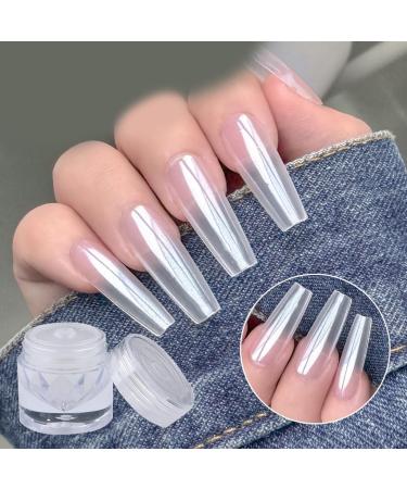 TQUXNGA White Chrome Nail Powder Shimmered Chrome Pigment Powder Mirrored Effect Nails Art Powder for Manicures Decorations - Buy Online on GoSupps.com