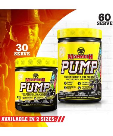 MAMMOTH PUMP Pre Workout Powder Superior Muscle Pumps Increase Strength & Endurance Explosive Power & Energy Supplement Heightened Focus Quick Recovery Reduced Soreness (60 Serves Black Cherry) Black Cherry 1 g (Pack of 1) - Buy Online on GoSupps.com