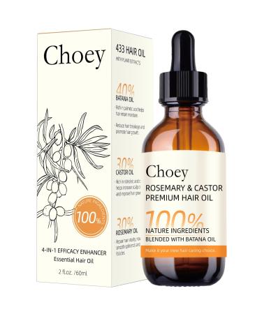 Organic Castor Oil & Natural Rosemary Oil for Hair Growth Product(2Fl Oz). Batana Oil Moisturize Dry & Frizzy Hair Smooth & Shiny. Vegan Scalp Treatment Essential Oil for All Types Hair