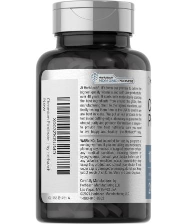 Horbaach Chromium Picolinate 1000mcg | 240 Tablets | Vegetarian Formula | Non-GMO Gluten Free Supplement - Buy Online on GoSupps.com