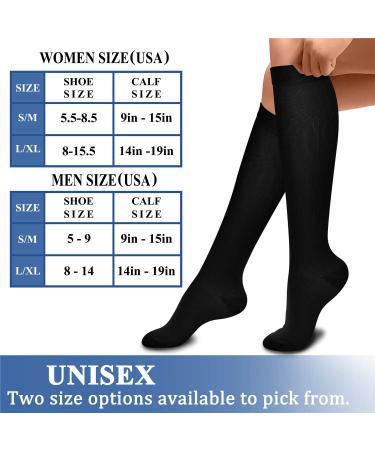 Charmking Compression Stockings for Men & Women | 15-20 mmHg Support for Running & Cycling | 8 Pairs in S-M - Black/White/Navy - Buy Online on GoSupps.com