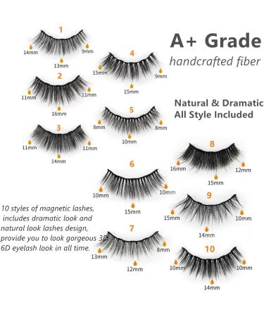 Ufar 3D 6D Magnetic Eyelashes Natural Look - NO Glue Needed 2022 BEST EYELASHES 10 Pairs Reusable False with Eyeliner Eyeliner and Lashes Applicator Black 10 Pair (Pack of 1) - Buy Online on GoSupps.com