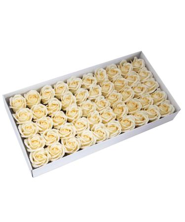 Ancient Wisdom Pack of 50 Handmade Soap Flowers - Med Rose - Ivory