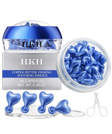 HKH Copper Peptides Serum for Face: 38 Capsules Anti-aging Facial Serum with GHK-Cu Peptide & Hyaluronic Acid for Fine Lines Wrinkles & Dryness - Daily Use for 30+ Women - Travel-Friendly