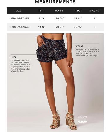 Conceited High Waisted Flowy Shorts with Pockets, 4-Way Stretch - 4 Inseam Harem Style for Women (Fleur S-M) - Buy Online on GoSupps.com