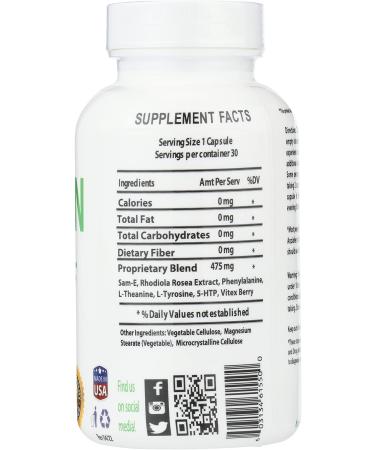 Anziafen Mood Modifying Herbal Supplement - 30 Capsules with Sam-E Rhodiola 5-HTP & More - Boost Mood & Wellbeing - Buy Online on GoSupps.com