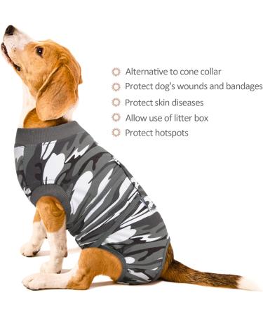 Kuoser Dog Recovery Body - Breathable Surgical Suit for Male & Female Dogs Leakage Protection Anti-Lick Wound Clothing Gray Camouflage (1 Pack) - Buy Online on GoSupps.com