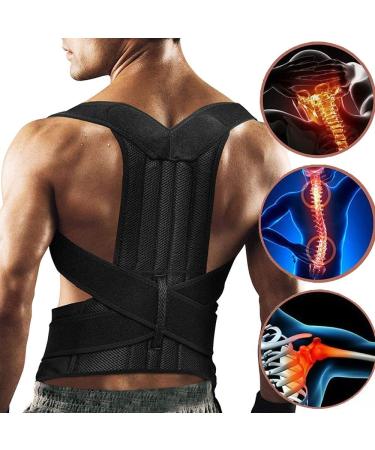 Shop S-5XL Plus Size Posture Corrector Back Brace for Men Women & Teens - Black Full Back Support Belt - Ideal for Scoliosis & Hunchback Correction - Buy Online on GoSupps.com