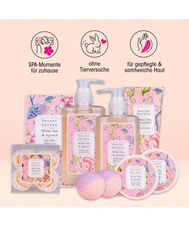 Accentra 8-Part Women's Shower Gift Set in Wooden Basket | Wellness Care Set for Birthdays Valentine's Day & Christmas - Secret Garden - Buy Online on GoSupps.com
