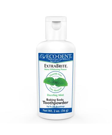 Eco-Dent ExtraBrite Baking Soda Tooth Powder Mint SLS & Fluoride-Free Toothpaste Powder with Oxidizing Calcium Peroxide Whitening Toothpaste Alternative + DailyRinse Single-Use Pack