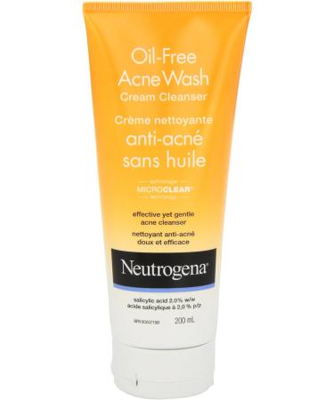 Neutrogena Acne Face Wash Oil Free Cream Facial Cleanser with Salicylic Acid For Acne & Blackheads 200ml Cream Cleanser - Buy Online on GoSupps.com
