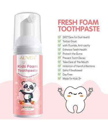 Foam Toothpaste for Kids - Low Fluoride Natural Formula Plaque Reduction Whitening for Ages 3+ | Peach Flavor - Buy Online on GoSupps.com