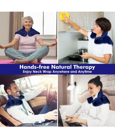 REVIX Weighted Microwave Heating Pad for Neck and Shoulders - Hot Herbal Aromatherapy Wrap for Back Pain Relief, Microwavable Moist Heat Neck Warmer - Navy - Buy Online on GoSupps.com