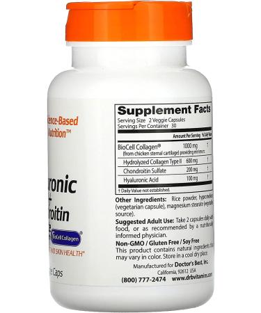 Doctor's Best Hyaluronic Acid + Chondroitin Sulfate - 60 Veggie Caps for Joint Health - Buy Online on GoSupps.com