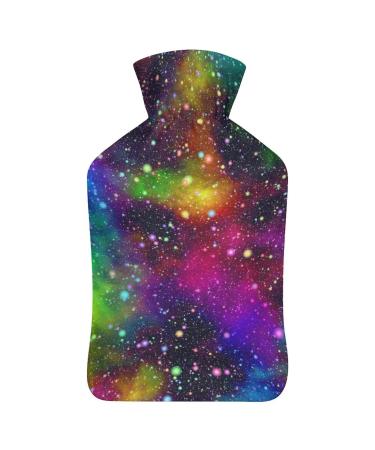 Colorful starry sky hot water bottle with cover plush bed bottle hand warmer for adults and children 26.5X15.3cm