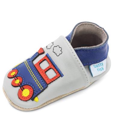 Dotty Fish Soft Leather Baby Shoes. Toddler Shoes for Boys. Non-Slip Suede Soles. 0-6 Months - 4-5 Years 12-18 Months Grey Train - Buy Online on GoSupps.com