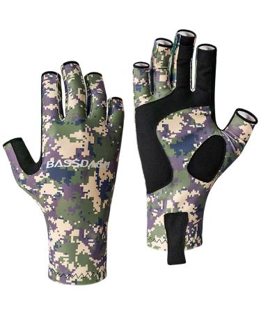 Bassdash Altimate Angller gloves Bicycle gloves sun protection fingerless winter gloves for men and women to kayaking paddling hiking cycling shooting training jungle camo xl