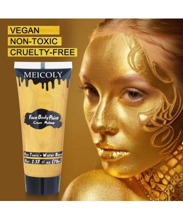 MEICOLY Cream Metallic Gold Face & Body Paint - Water-Based 2.37Oz Tube for Adults & Kids | Professional Gold Makeup for Halloween & Cosplay - Buy Online on GoSupps.com