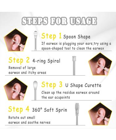 Earwax Cleaner Tool Set - 6 Pcs Spiral Stainless Steel Ear Picks Kit for Ear Wax Removal - Portable Cleaning Kit with PU Leather Case (Brown) - Buy Online on GoSupps.com