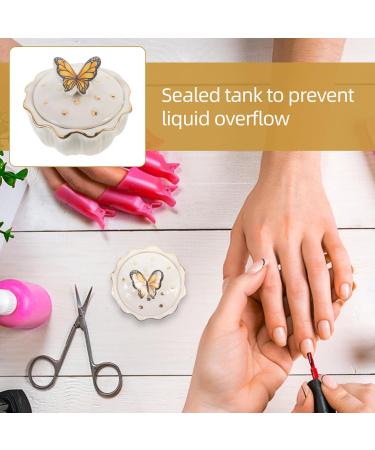 TOVINANNA Nail Dappen Dish Butterfly Ceramic Nail Cup Acrylic Liquid Powder Container Holder with Lid Ceramic Cup Nail Liquid Bowl - Buy Online on GoSupps.com