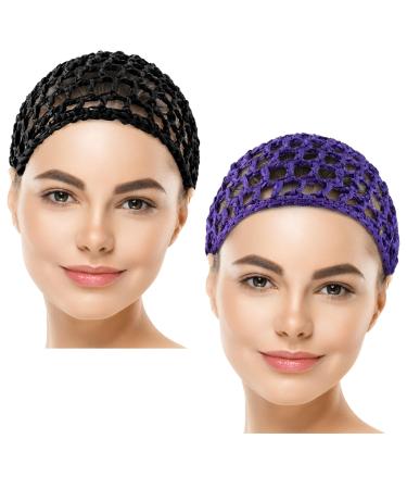 AUEAR Mesh Crochet Hair Net Thick Short Hair Net Snoods Cover Women Hairnet for Sleeping Multicolor One size