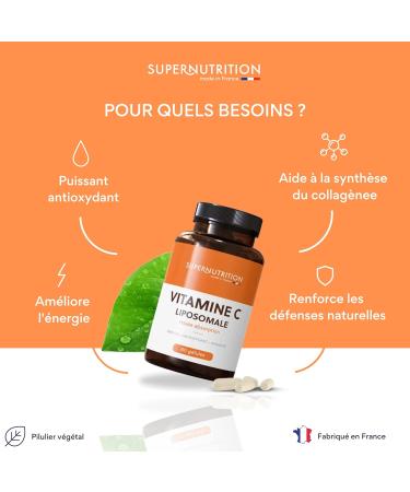 Vitamine C liposomale 415mg - Haute absorption - Meilleure nergie - renforce le syst me immunitaire - 60 G lules v g tales. - Buy Online on GoSupps.com
