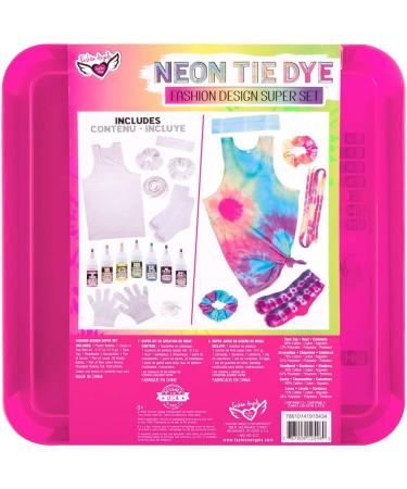 Fashion Angels Tie Dye Super Set - DIY Kit for Kids | Complete All-in-One Tie Dye Set with Gloves, Bands, Non-Toxic Dyes | 6 Projects, Just Add Water | Ages 8+ | Neon Colors - Buy Online on GoSupps.com