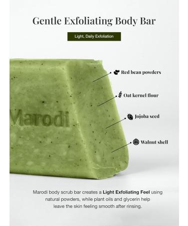 Marodi Body Scrub Bar Soap 7 Oz (200g) Korean Exfoliating Body Wash Bar with Green Tea & Centella Extract Subtle Fruity Citrus Scent Deep Cleaning Moisturizing & Refreshing Sunrise Mist - Buy Online on GoSupps.com
